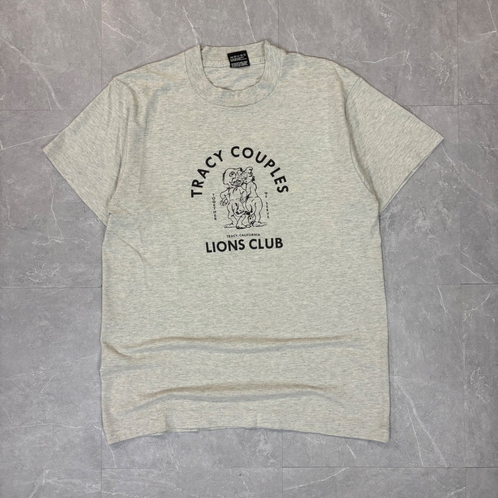 Vintage Fruit of the Loom BEST Tracy Couples Lions Club T-Shirt Gray Mens Medium